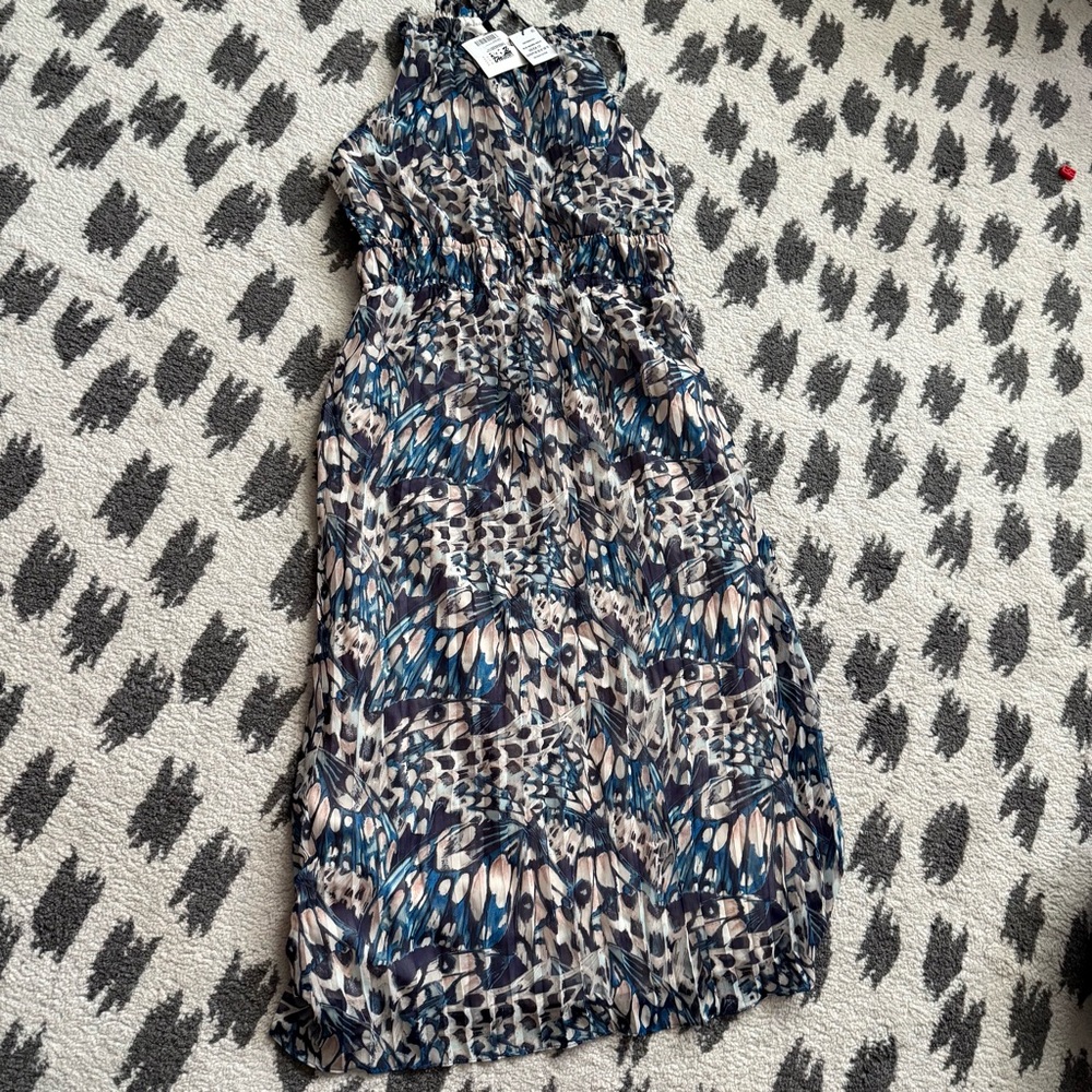 Anne Klein Blue and Black Patterned Dress